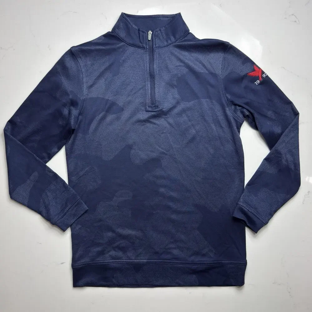 Peter Millar Pullover Boys Large Blue Camo Golf Performance Lightweight 1/4 Zip